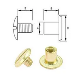 Boekschroef  M4/6 per 10 st. brass plated